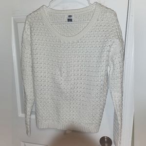 Old Navy Long Sleeve Soft Knit Sweater, White, Medium